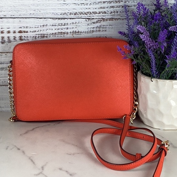 Michael Kors crossbody bag red orange summer small purse GUC - Picture 8 of 11